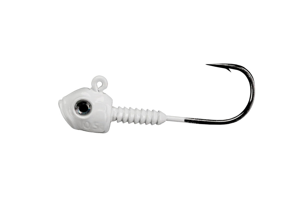 Lunker City Titan HD Jig Head 3/8oz White Shad for bass fishing with secure lure grip
