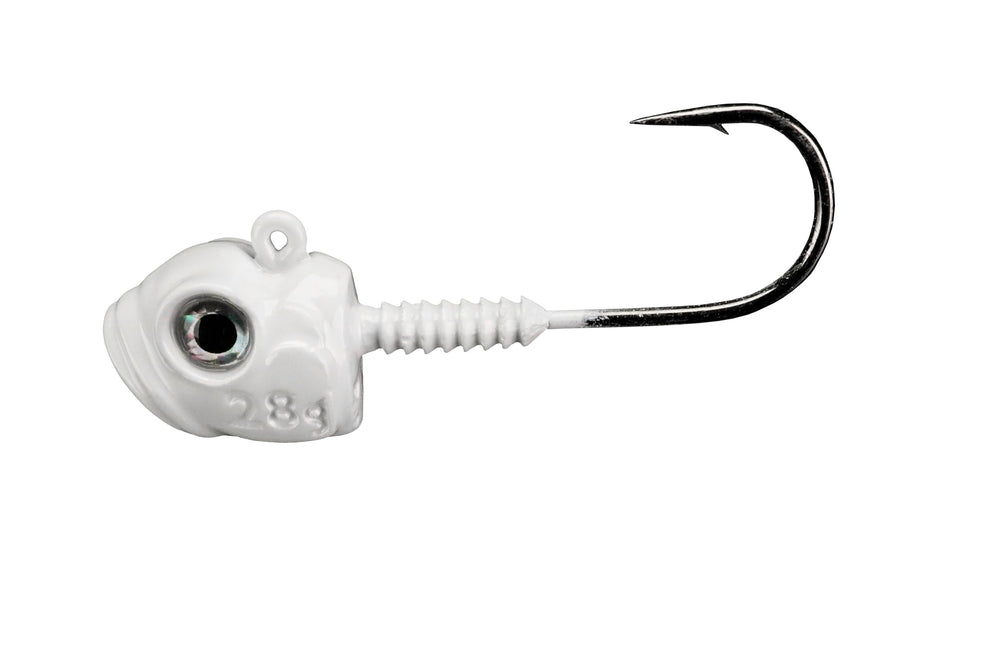 Lunker City Titan 4/0 jig head with White Shad color for precise rigs and strong hooksets