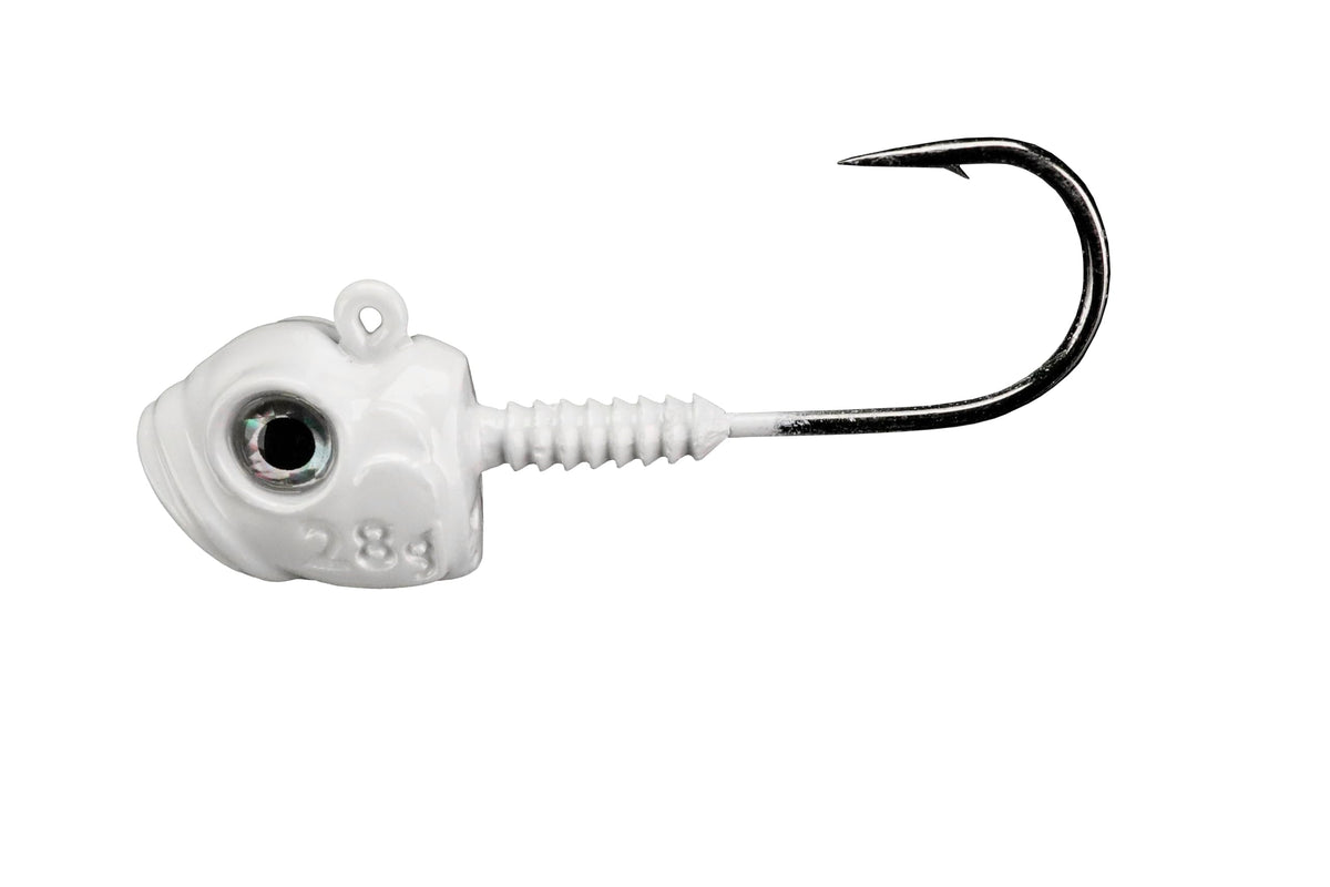 Lunker City Titan 4/0 jig head with White Shad color for precise rigs and strong hooksets