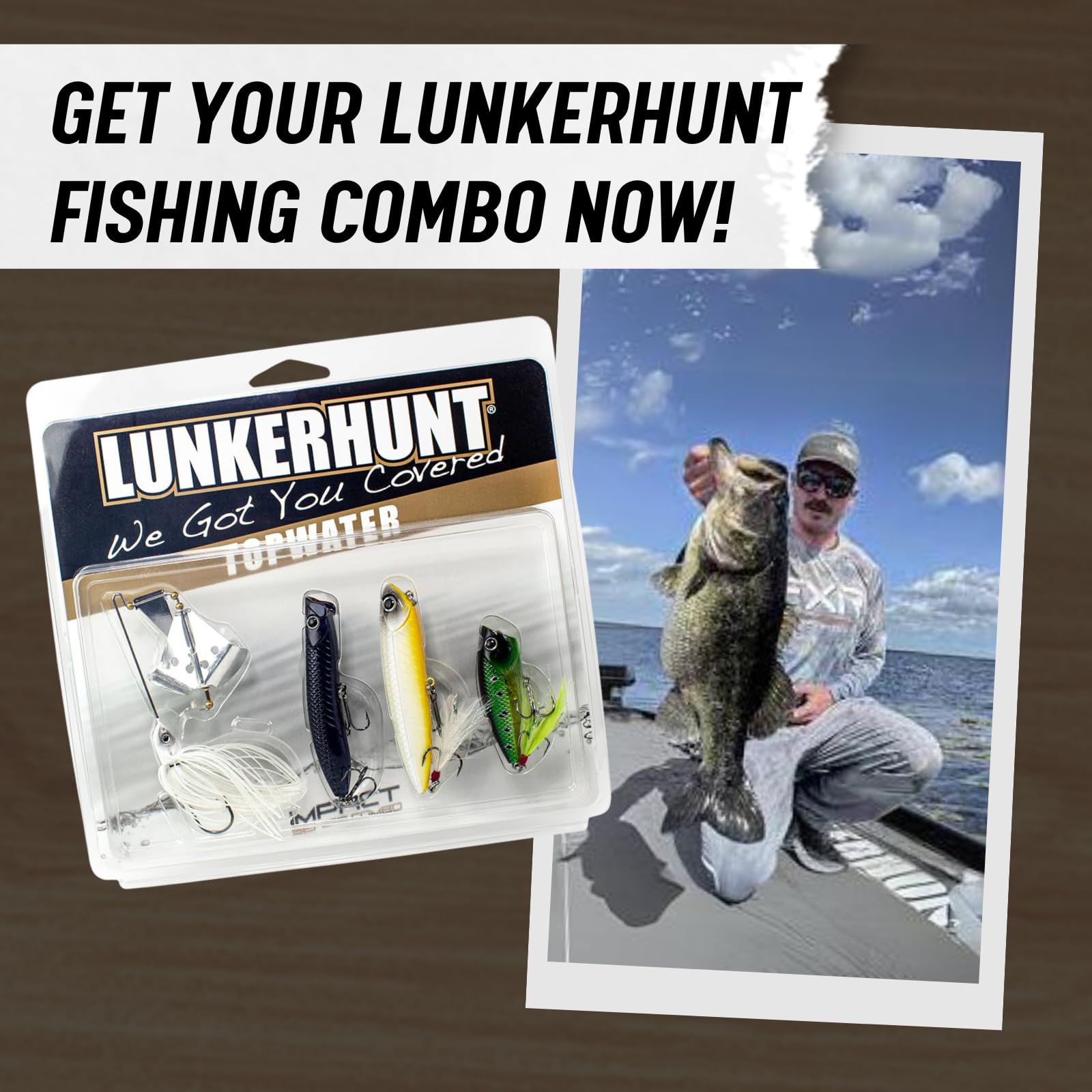 Angler using Lunkerhunt topwater lures to test action and timing.