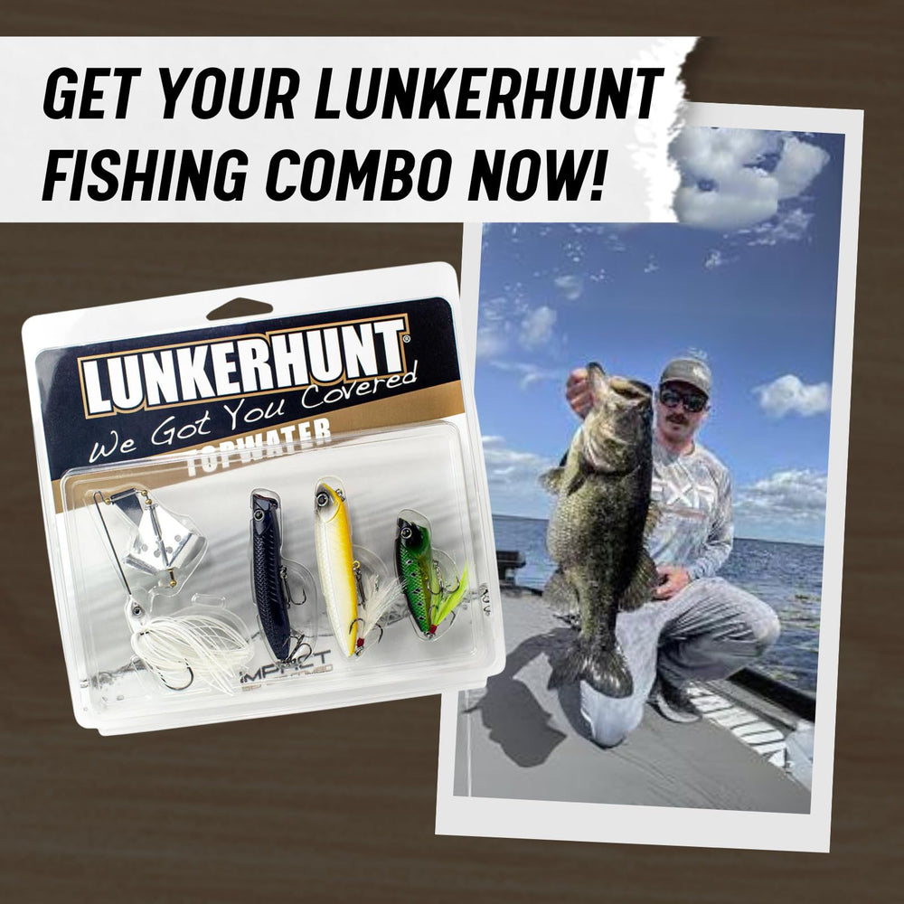 Angler using Lunkerhunt topwater lures to test action and timing.