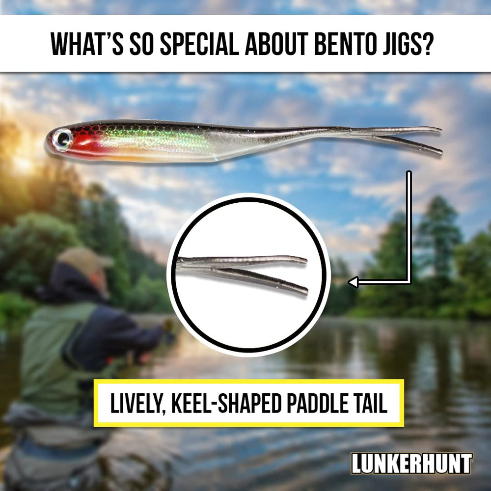 Lunkerhunt Bento 3-inch Parrot color highlighting vivid hues for predators