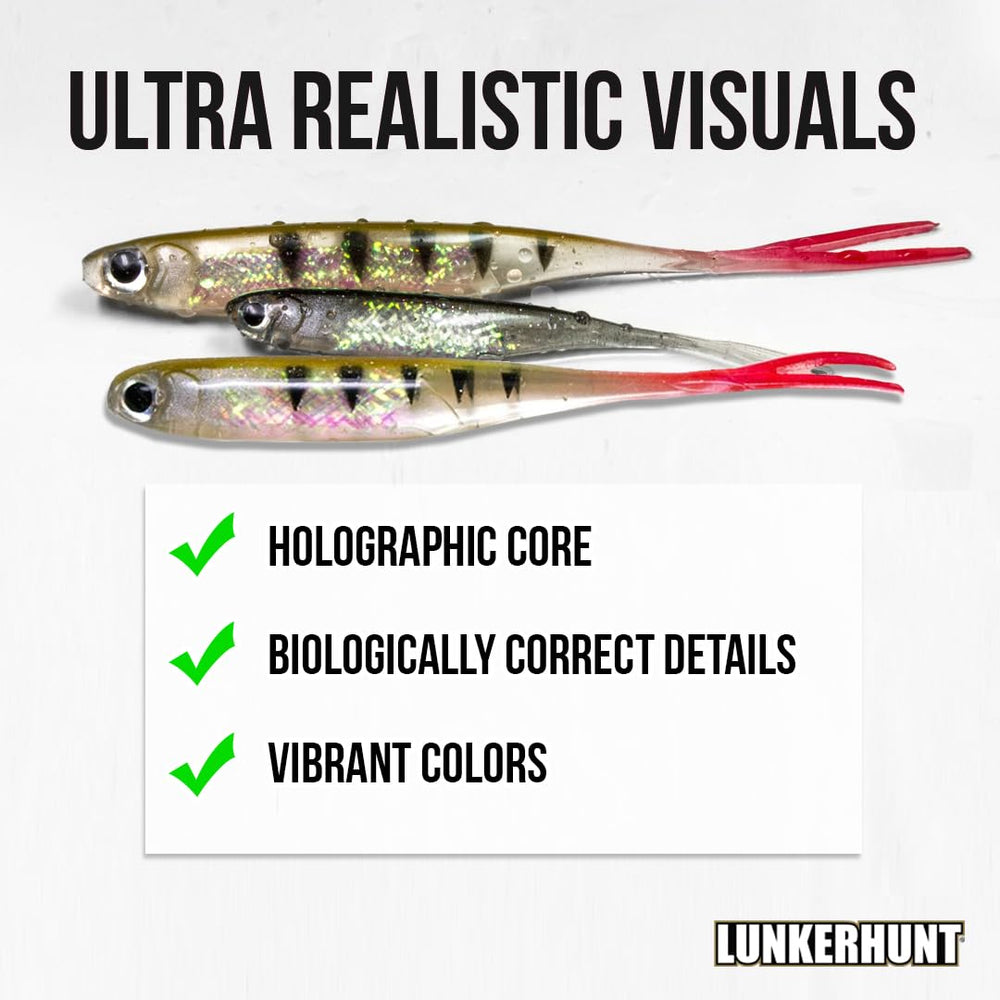 Lunkerhunt Bento three-inch lure fits compact retrieves.