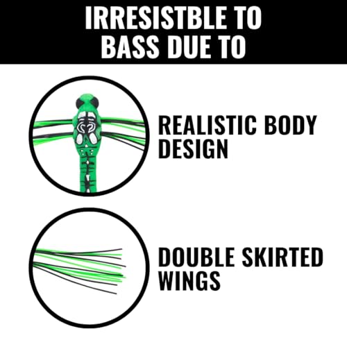 Lunkerhunt Dragonfly Lure includes a 4/0 EWG hook for secure hookups.