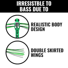 Lunkerhunt Dragonfly Lure includes a 4/0 EWG hook for secure hookups.
