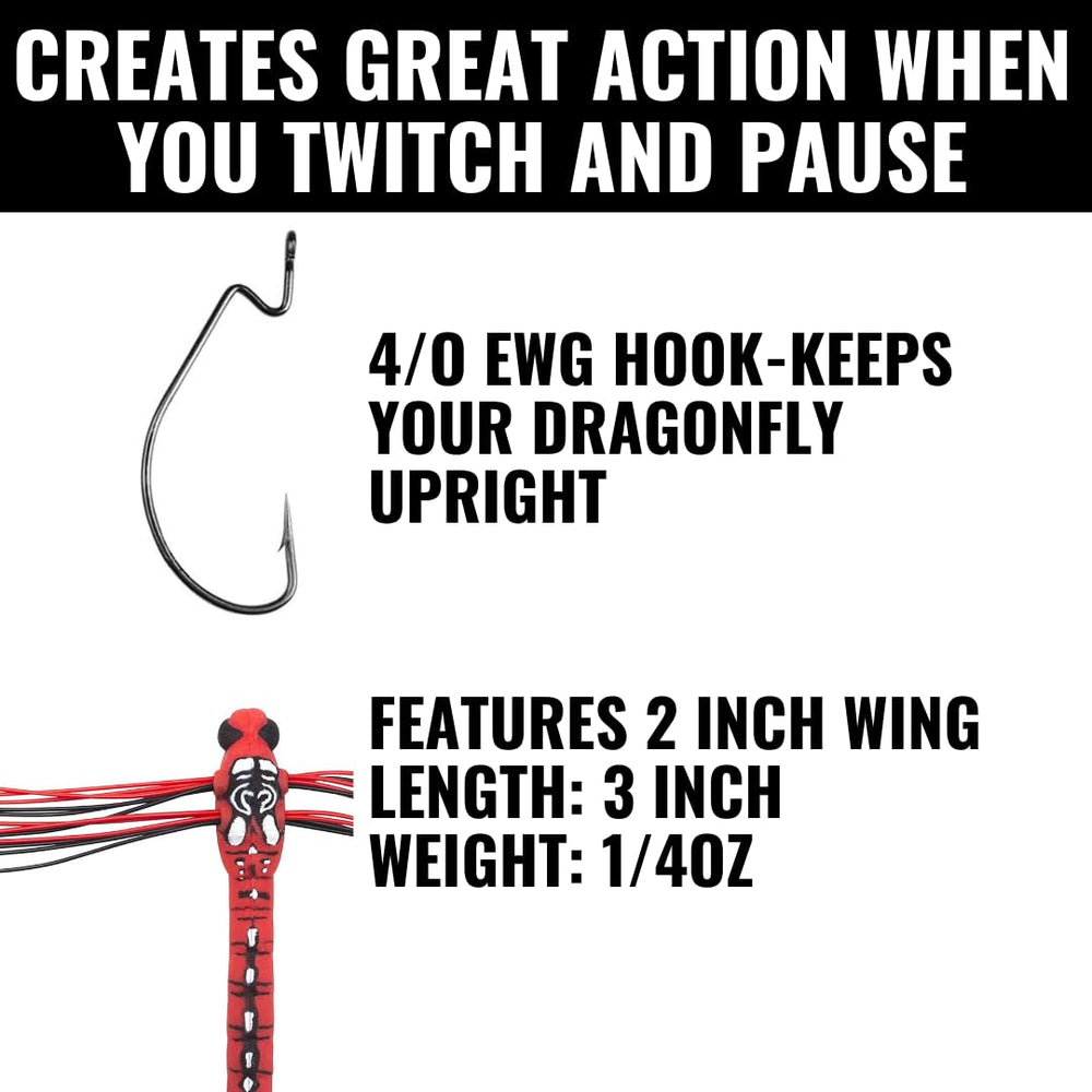 Lunkerhunt Dragonfly is 3 inches long for balanced cast and action