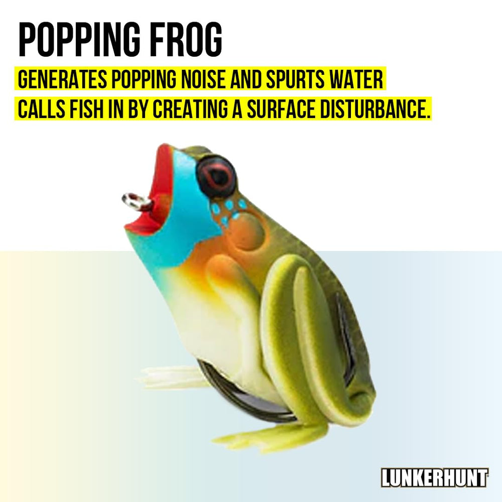 Lunkerhunt Popping Frog hollow body delivers lifelike movement during retrieve.