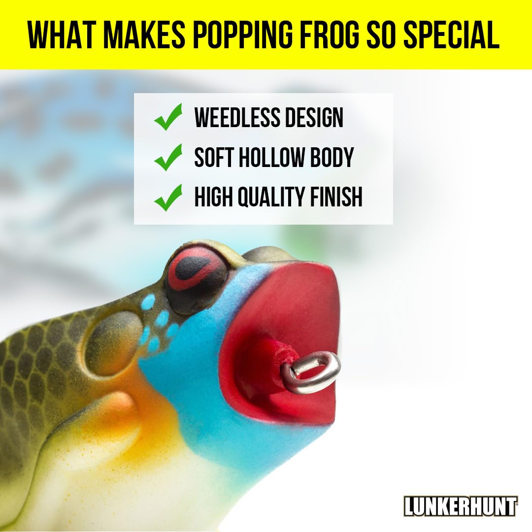 Lunkerhunt Frog Lure legs extend during retrieve for realistic frog swimming.
