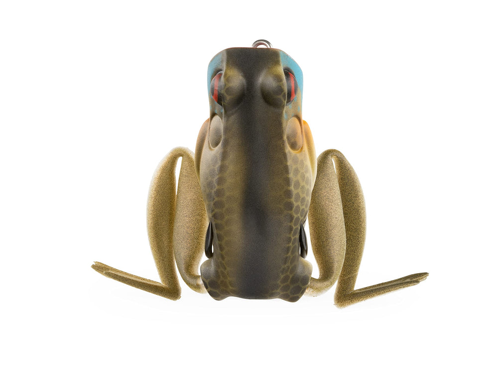 Lunkerhunt Frog Lure with topwater popping action attracts bass near edges and grass.