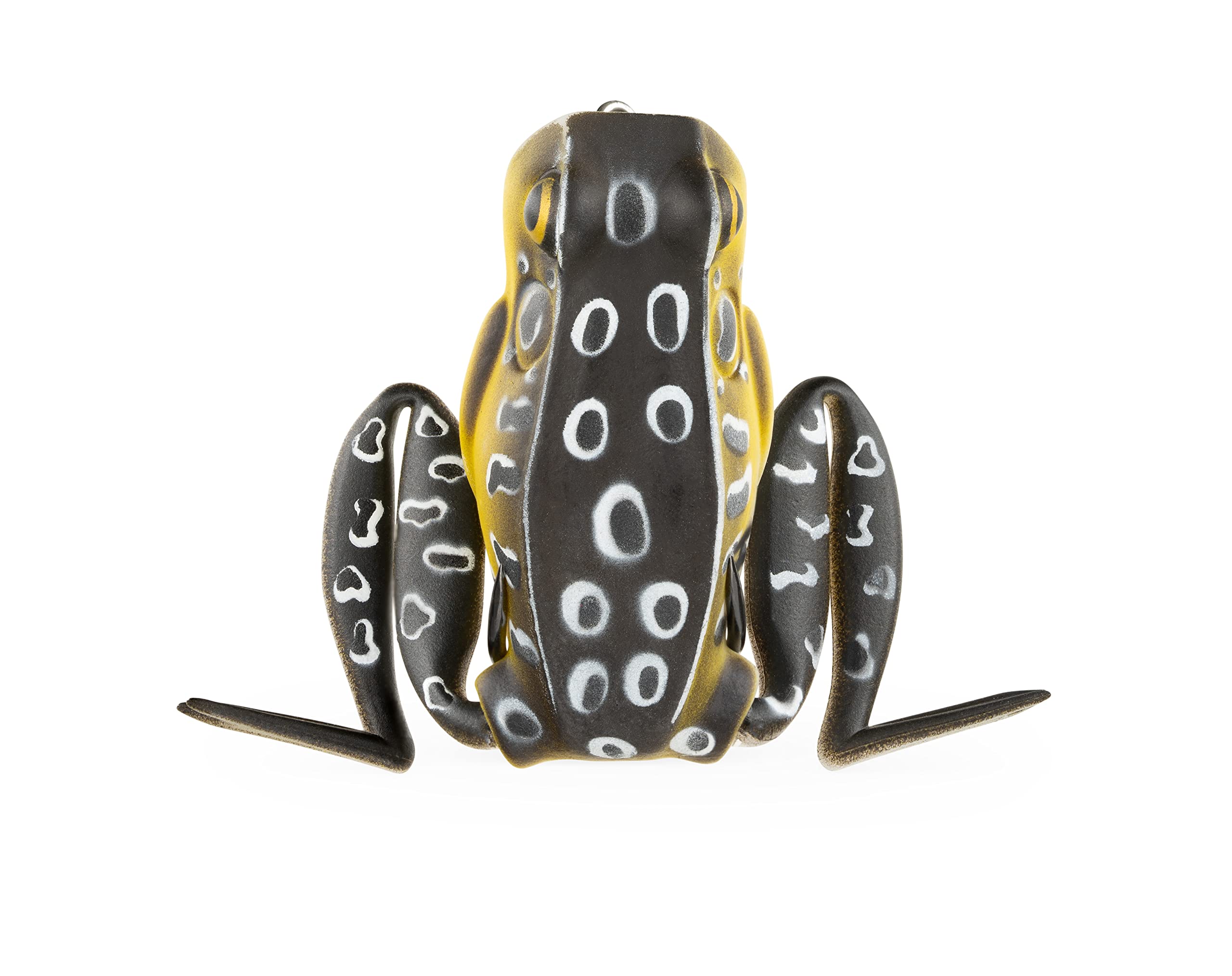 Lunkerhunt frog lure shows topwater action for bass fishing.