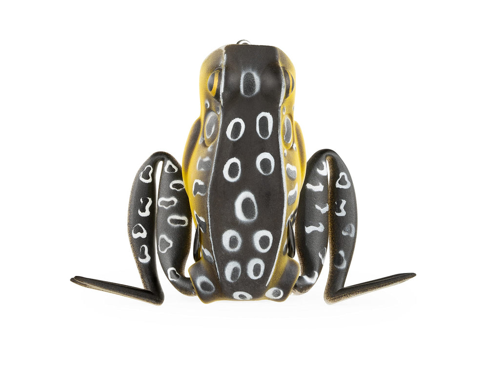 Lunkerhunt frog lure shows topwater action for bass fishing.