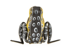 Lunkerhunt frog lure shows topwater action for bass fishing.