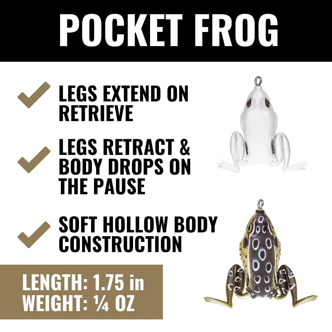 Lunkerhunt Frog weedless design allows fishing through weeds