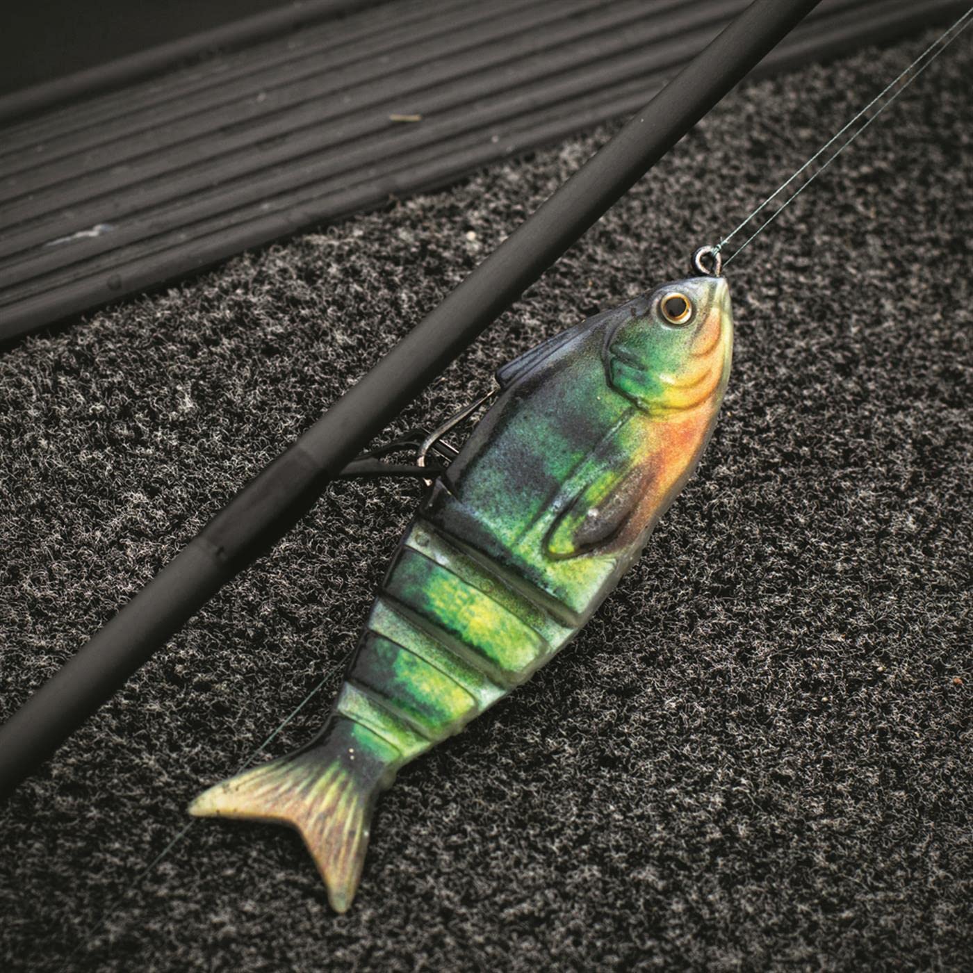 Lunkerhunt Gambit Swimbait Silverside angled profile for lifelike silhouette in water