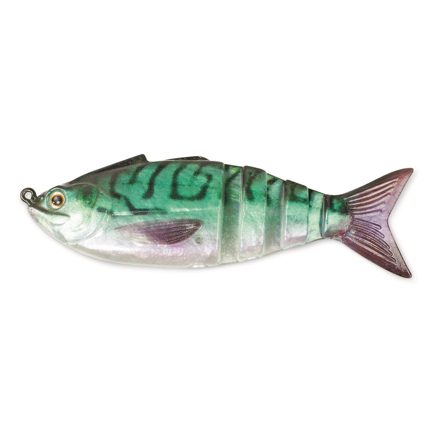 Lunkerhunt Gambit Swimbait Silverside running around cover to highlight weedless design