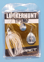 Lunkerhunt Impact Ignite Ghost spinnerbait silicone skirt adds pulsating action.