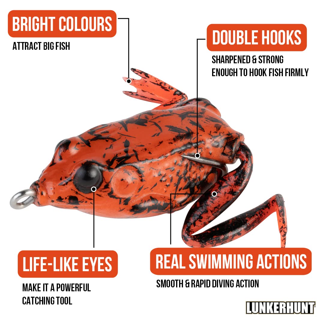 Lunkerhunt Pocket Frog 1.75-inch size extends to 2.5 inches.