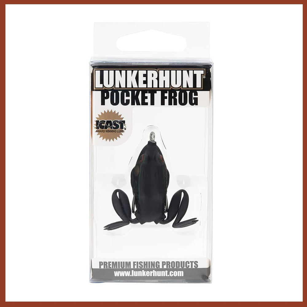 Lunkerhunt Pocket Frog in water setup ready for bass fishing action.