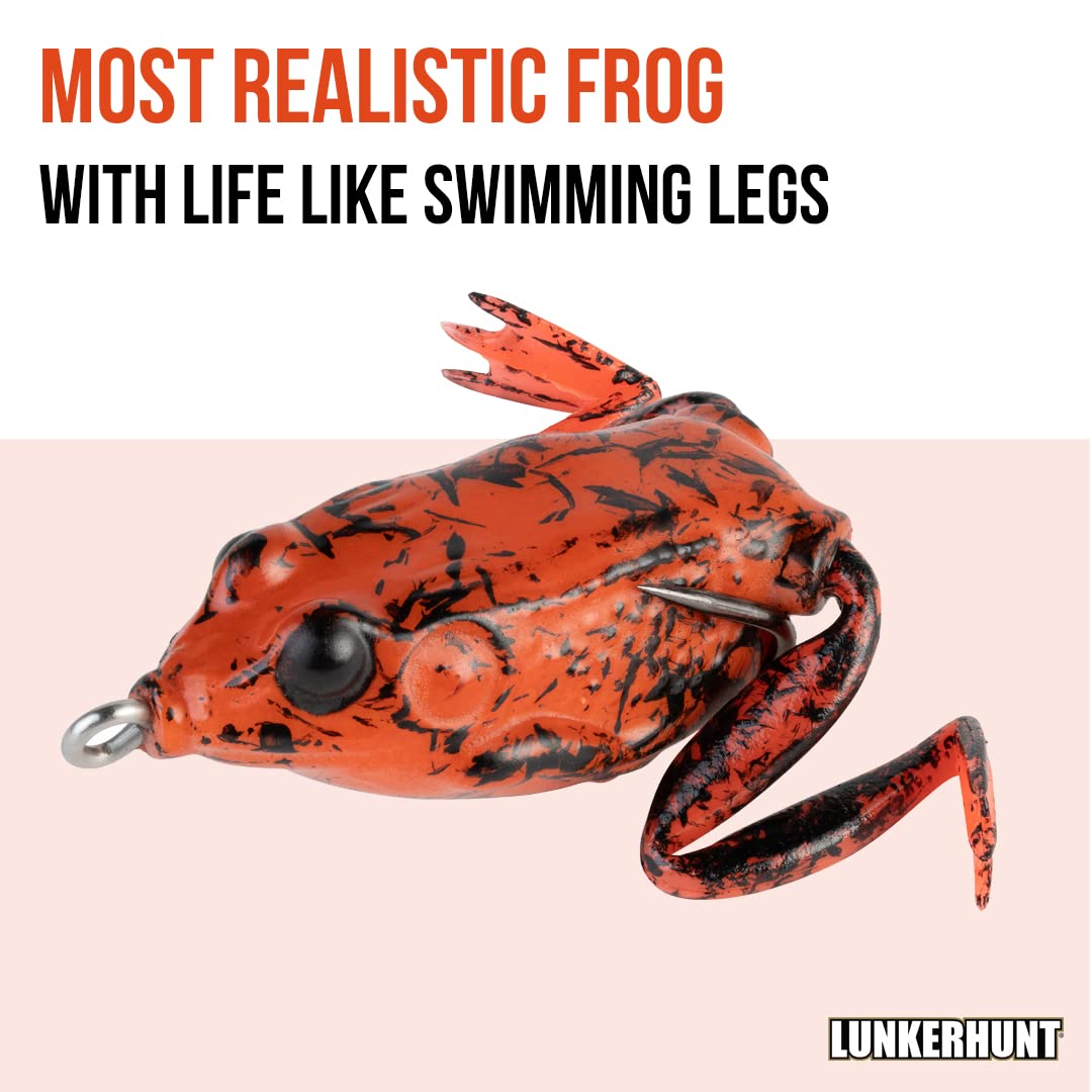 Lunkerhunt Pocket Frog legs extended during retrieve for realistic frog motion.