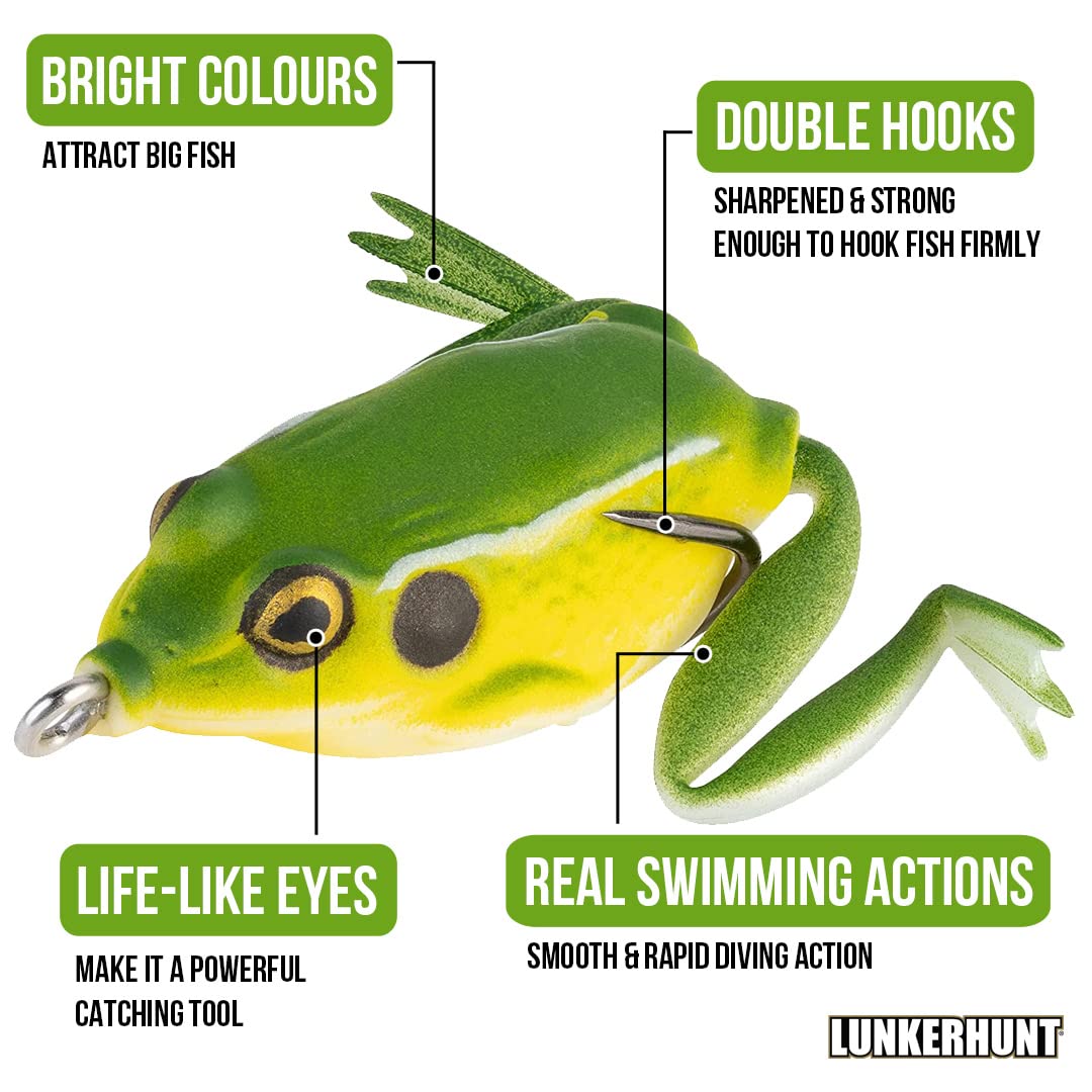 LUNKERHUNT Pocket Frog lure topwater action creating water disturbance for predatory fish
