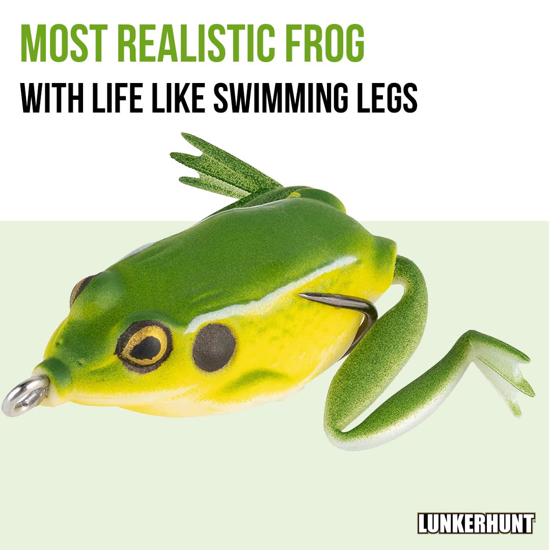 LUNKERHUNT Pocket Frog lure on water surface demonstrating topwater splash attractor