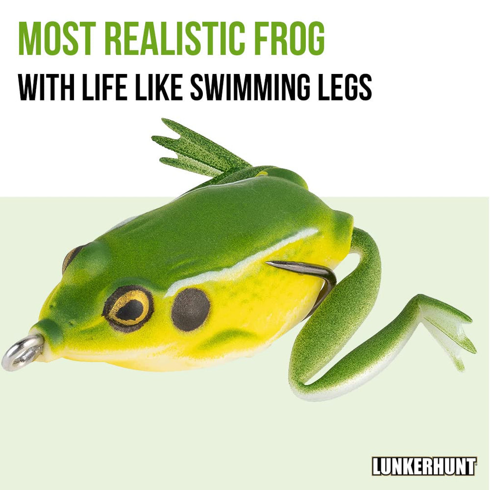 LUNKERHUNT Pocket Frog lure on water surface demonstrating topwater splash attractor