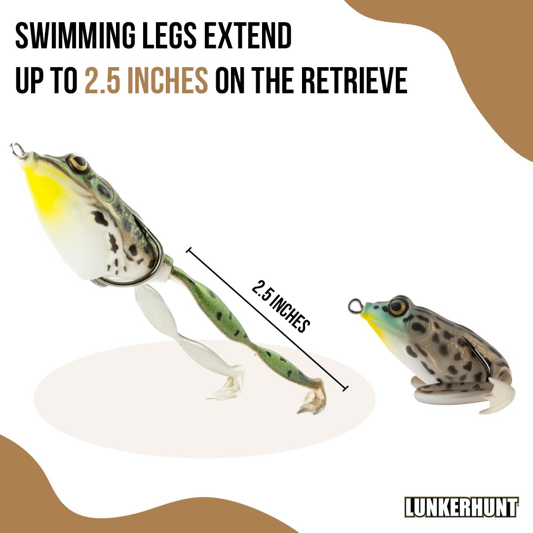 Lunkerhunt Pocket Frog lure weedless design navigates vegetation with ease.