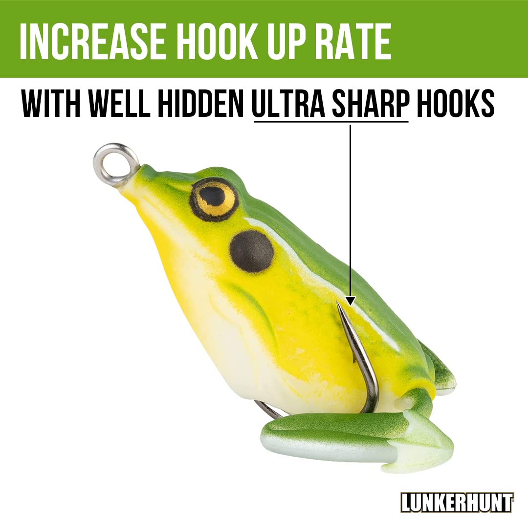 LUNKERHUNT Pocket Frog lure weedless design helps fish avoid vegetation