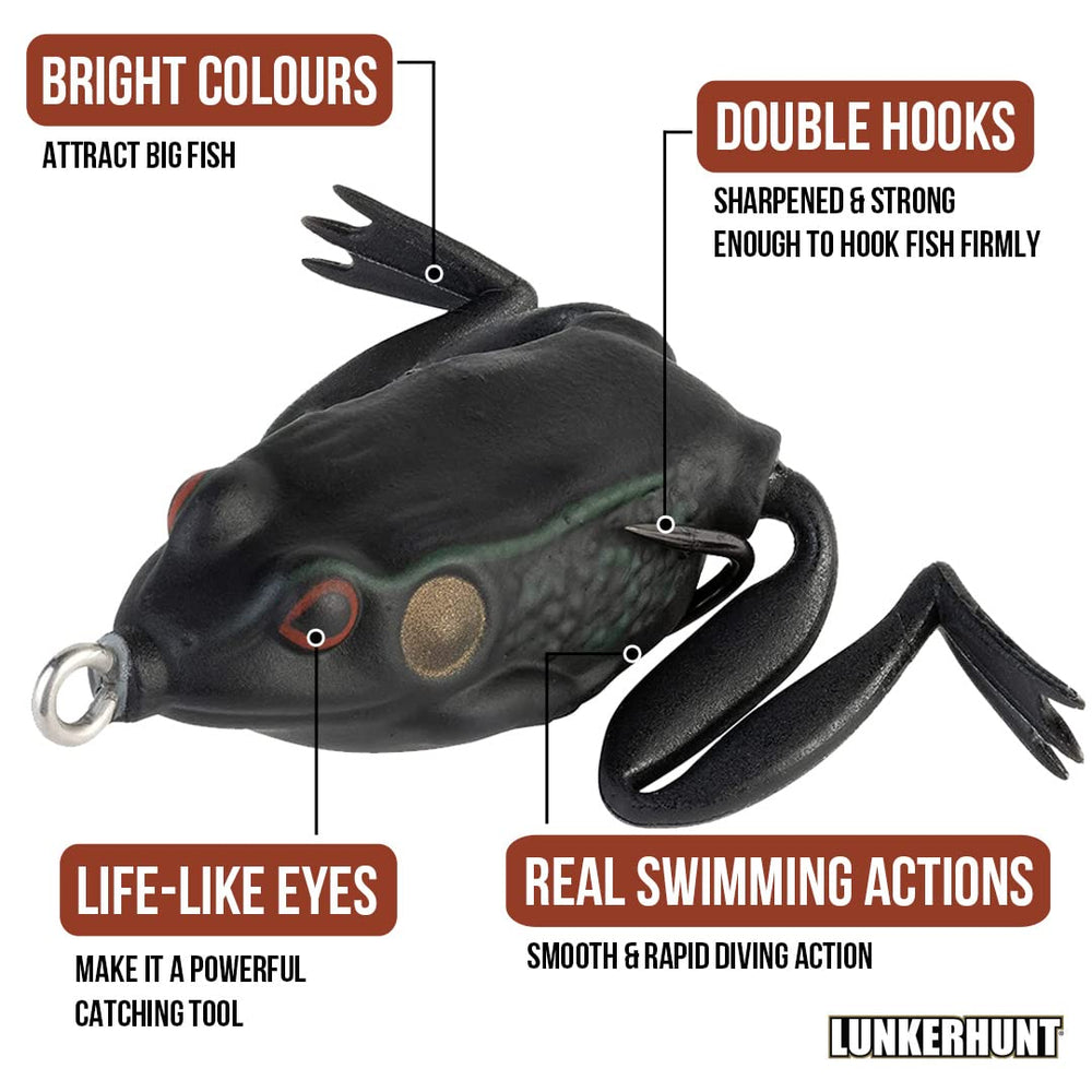 Lunkerhunt Pocket Frog 1.75-inch lure ready for precise casting and surface action.