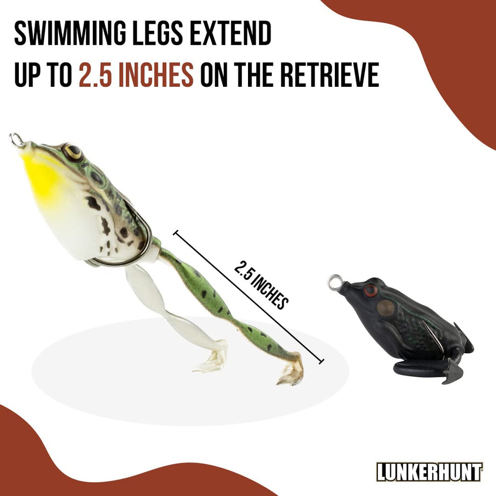 Lunkerhunt Pocket Frog weedless design aids fishing through weeds and cover.