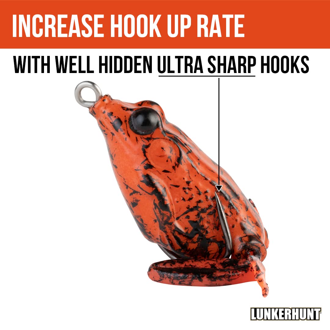 Lunkerhunt Pocket Frog weedless design lets you fish near vegetation.