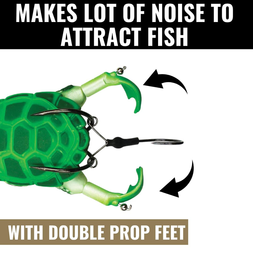 Weedless Prop Turtle hollow body reduces snagging while staying lively.