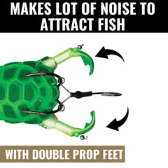 Weedless Prop Turtle hollow body reduces snagging while staying lively.