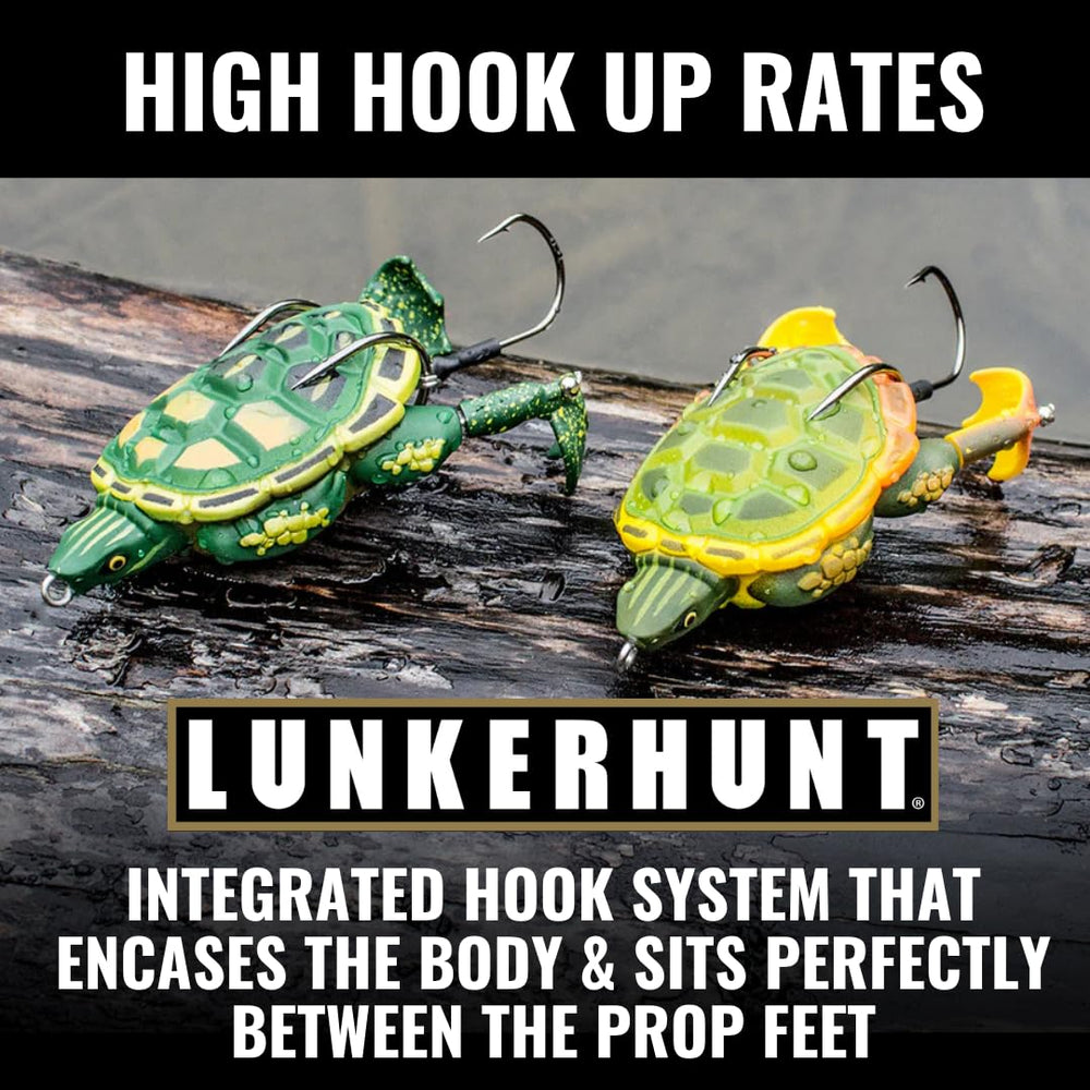 Lunkerhunt Prop Turtle wide-gap hooks stay secure after strikes.