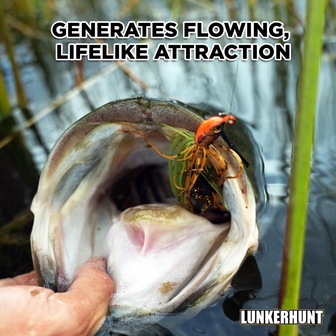 Lunkerhunt skirted swim jig 4-0 hook emphasizes strong hookups.