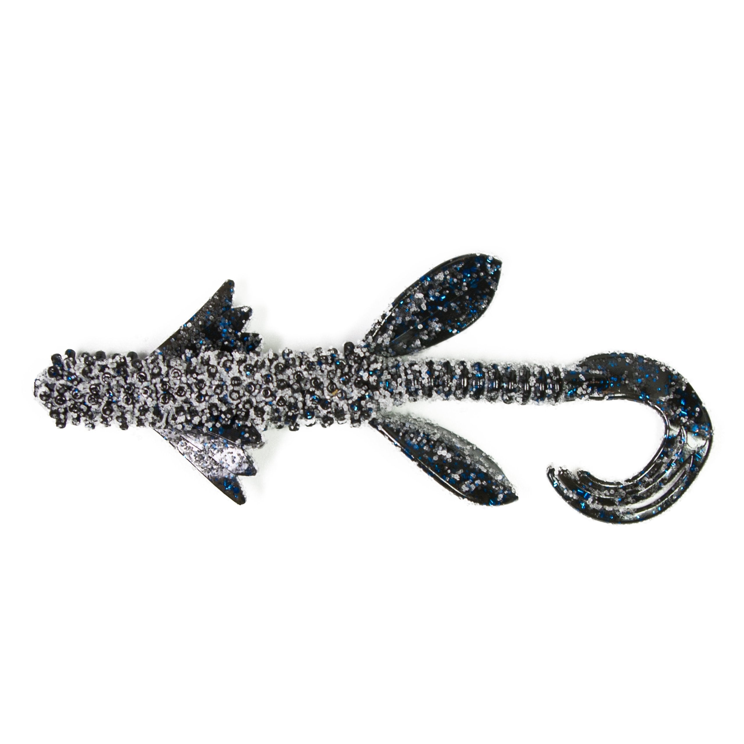 Lunkerhunt Spicy Dragon Bait blue/black 4-inch lure attracts bass and trout