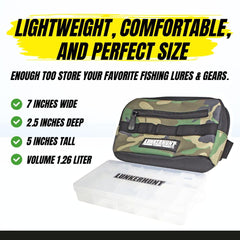 Lunkerhunt waist bag with adjustable strap for a secure fit.