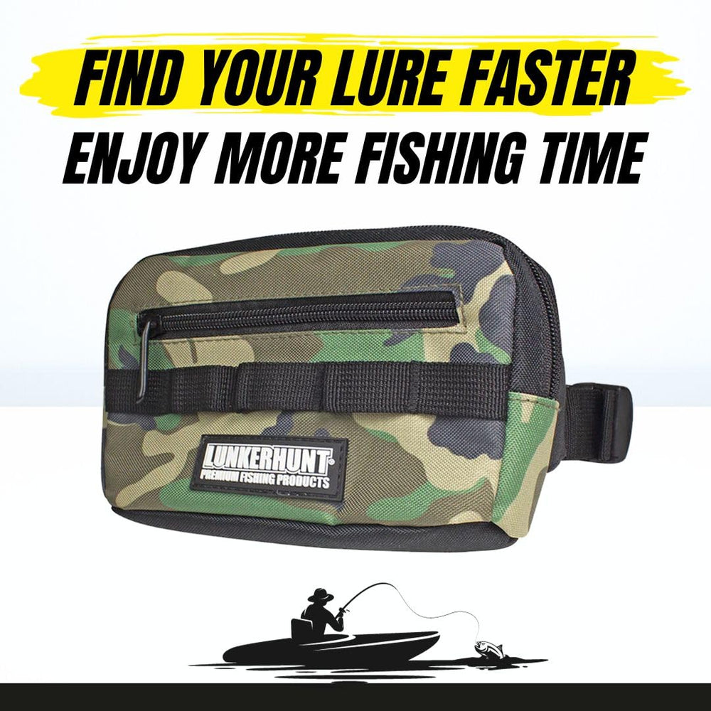 Lunkerhunt waist bag with included tackle box for organization.