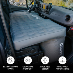 Luno Air Front Cab Mattress stowed storage shows space-saving design for travel.