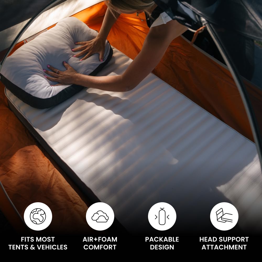 Luno Hybrid PRO side view in tent showing a stable sleeping surface