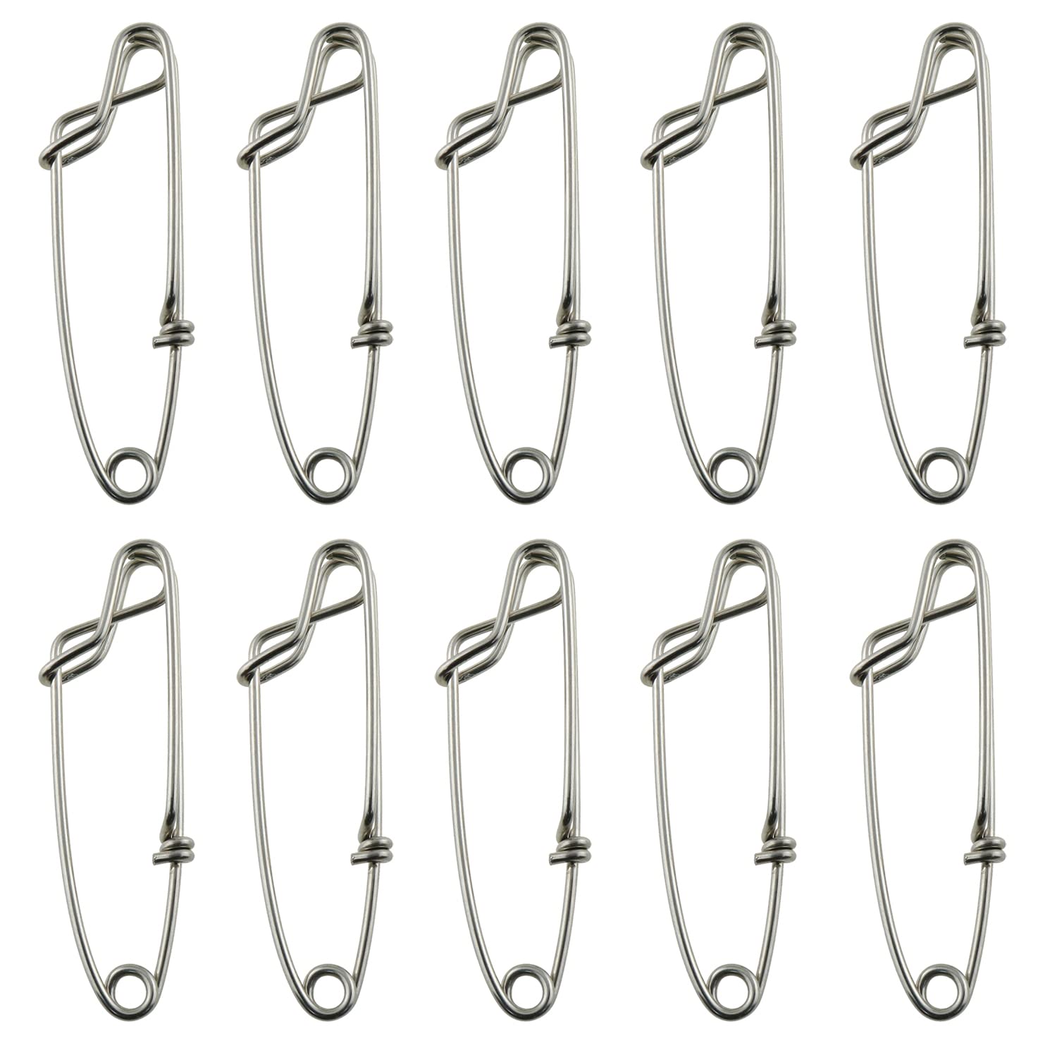 LUORNG 10pcs longline snap clips 8x2cm stainless steel open eye clip