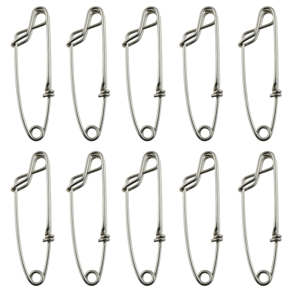 LUORNG 10pcs longline snap clips 8x2cm stainless steel open eye clip
