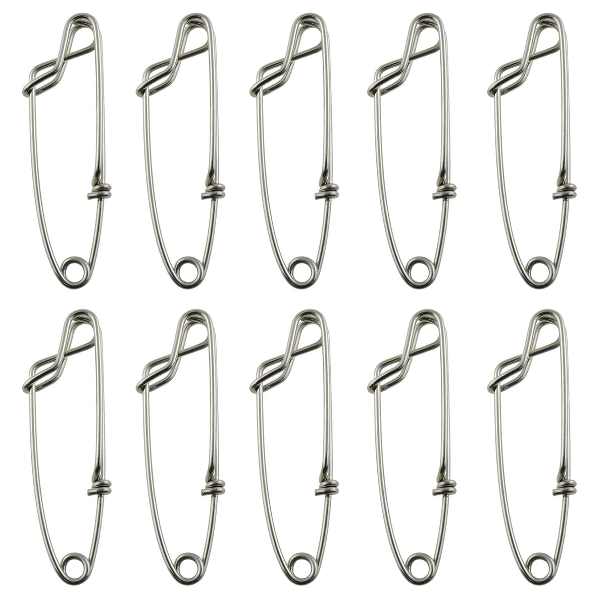 LUORNG 10pcs longline snap clips 8x2cm stainless steel open eye clip