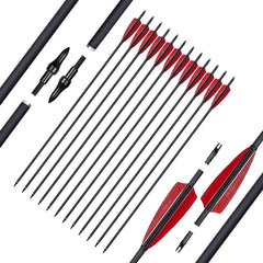 Luoyer 12-pcs arrows with feathers for stable flight and easy target recovery.