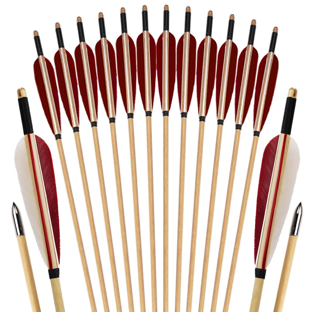 Luoyer arrows with wooden shafts offer stable flight for precise practice.
