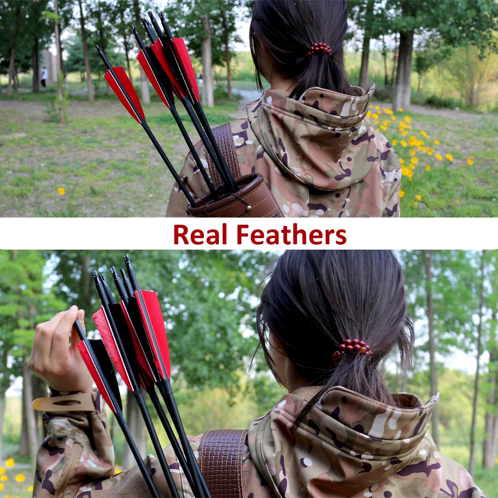 Luoyer arrows for 30-50 lb bows suit recurve, traditional, and longbows.