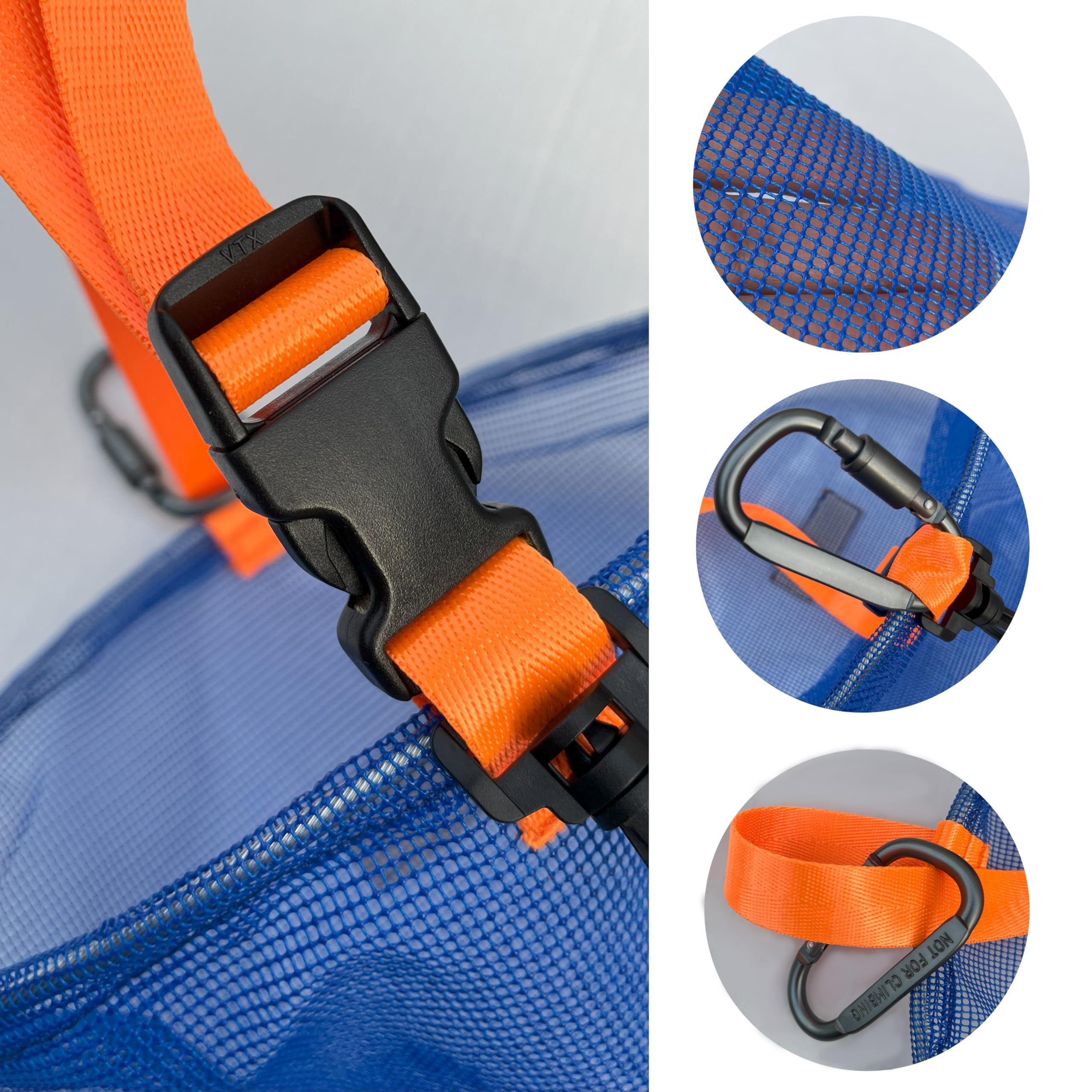 Clam bag attached to belt with carabiner clip