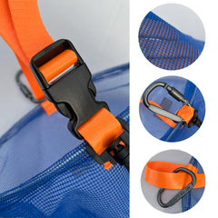Clam bag attached to belt with carabiner clip
