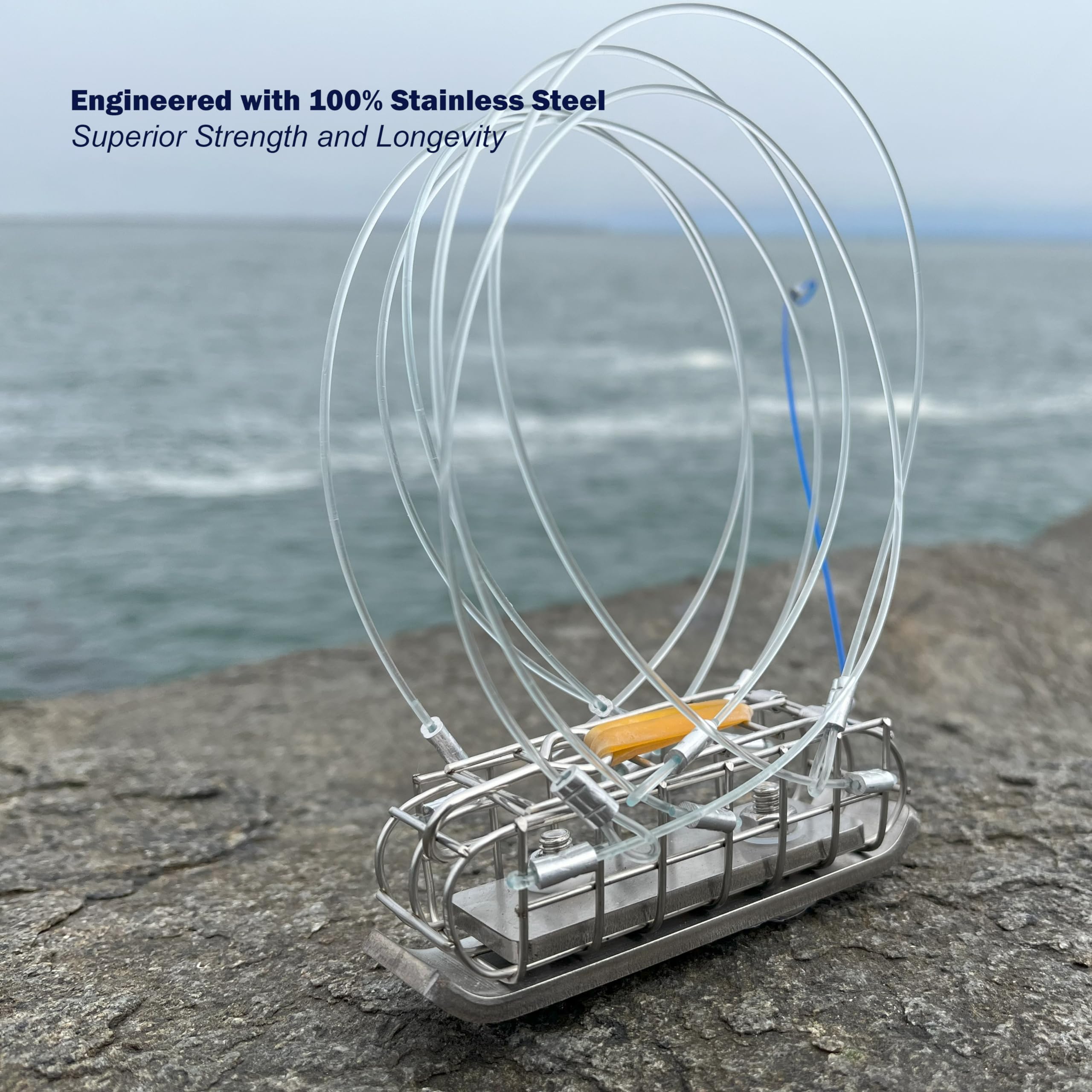 Close-up of rustproof stainless steel crab snare in action
