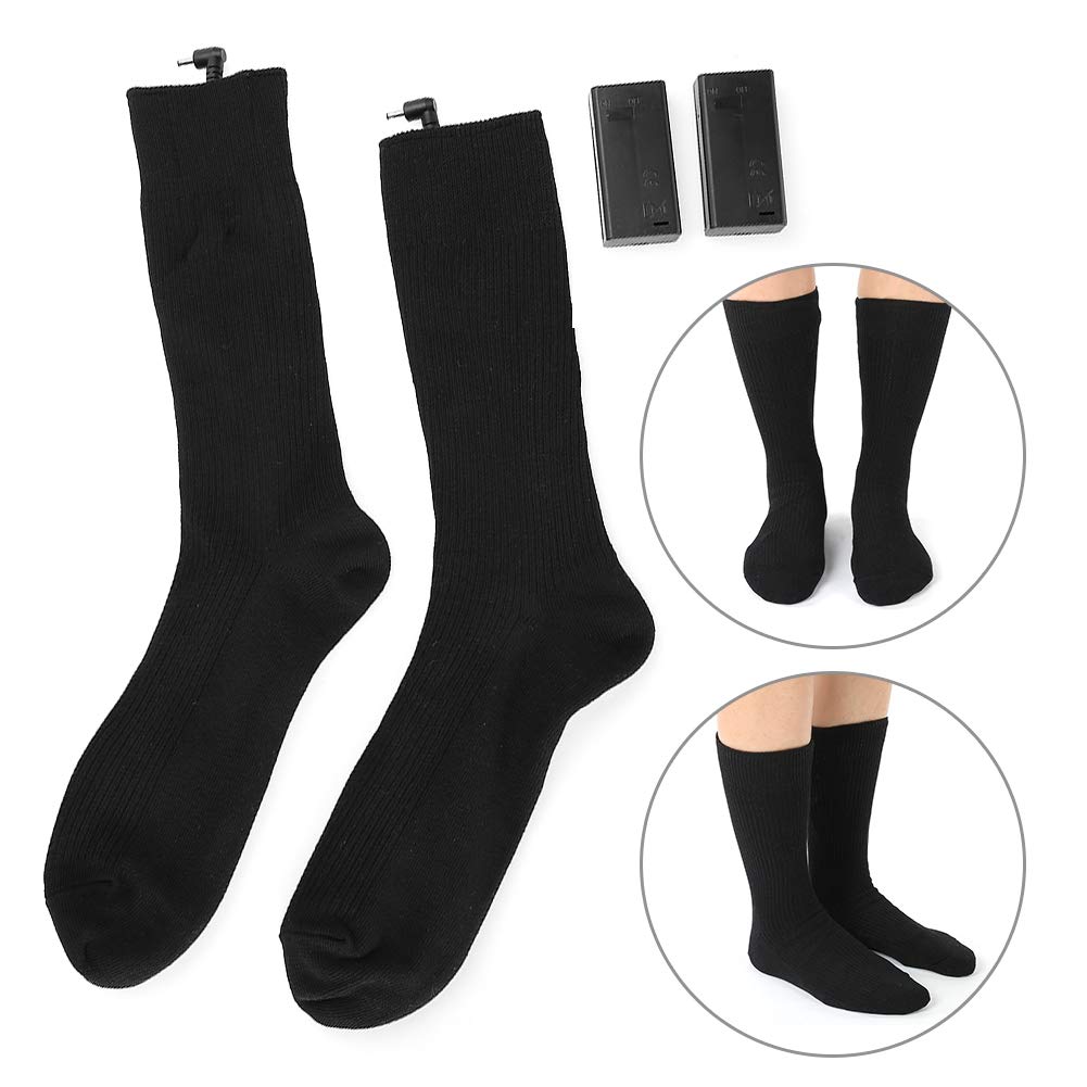 Luqeeg black heated socks during ski trip stay cozy